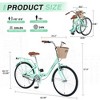 YONWAY 24 Inch Single Speed Folding Lady Bike , Durable Steel Frame Cruiser Bike,with Dual Brakes,Basket & Rear Rack  for Commuting - 2 of 4