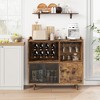Coffee Bar Cabinet, Industrial Buffet Storage Cabinet with Mesh Doors and Adjustable Shelves - 2 of 4