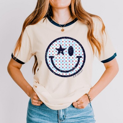 Simply Sage Market S.W.Smiley Patriotic Stars Ringer Tee