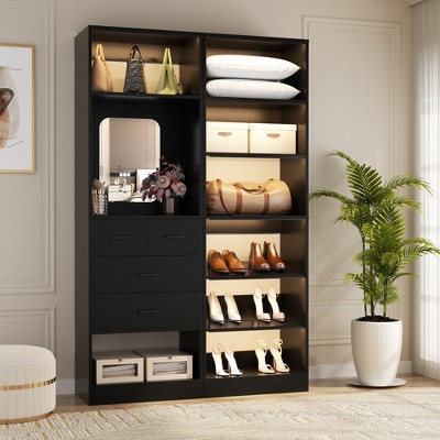 Aheaplus Closet System with Drawers and Mirror