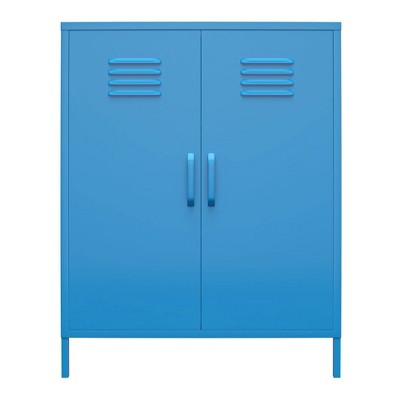 Bright Blue Metal Locker Style Storage Cabinet with Adjustable Shelving
