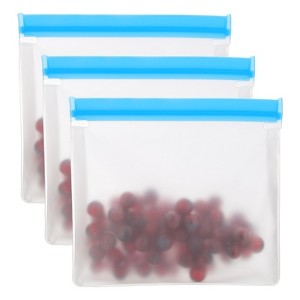 Unique Bargains Reusable Leakproof Zip PEVA Freezer Food Storage Bags 3 Pcs - 1 of 4