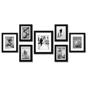 Americanflat Picture Frame in Black MDF / Shatter Resistant Glass Horizontal and Vertical Formats for Wall - Pack of 7 - 1 of 4