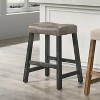 Rustic Wood Bar Stools with Upholstered Seats, Set of 2 - 26" Bar Stools - 2 of 4
