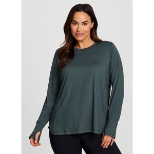 RBX Active Women's Buttery Soft Stretch Jersey Crewneck Long Sleeve Tunic Top with Thumbholes - 1 of 4