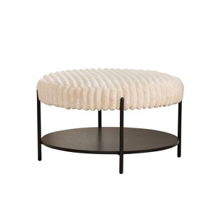 FONTOI 30.9" Upholstered Ottoman, Coffee Table Foot Rest with Wooden Open Storage Shelf for Living Room Entryway Hotel, Beige, 30.9"*17.7"*30.9" - 1 of 4