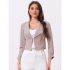 INSPIRE CHIC Women's Regular Fit Notched Lapel Ruched Sleeve Business Crop Blazer - 2 of 4