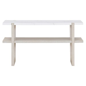 GlasFlength Console Tables Modern Narrow Entryway Table with Marble Effect Top and Open Shelf Elegant for Living Room, Gray, 54"*15"*30" - 1 of 4