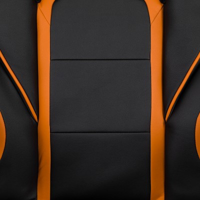 Black and Orange Reclining Gaming Chair with Massaging Lumbar