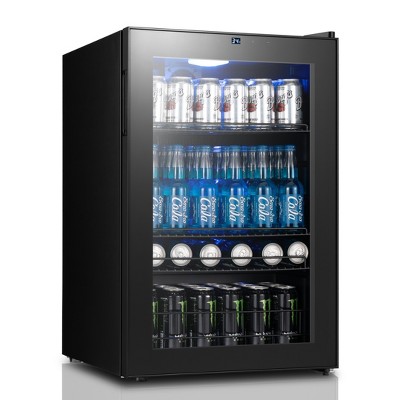 Yeego 141 Cans Beverage Cooler, Freestanding Beverage Refrigerator with Glass Door, Adjustable Shelving