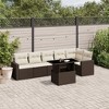 vidaXL 7 Piece Patio Sofa Set with Cushions Brown and Cream Poly Rattan - 2 of 4