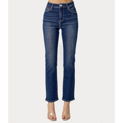 Women's Wo's Mandie Curvy Mid Rise Ankle Straight Slim Jeans - RISEN