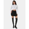 EXLURA EXLURA Womens Button Bodycon Mini Skirt Sexy Night Club High Waist Elastic Y2K Denim Plaid Skirts - 4 of 4