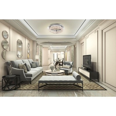 Sassi 15" Chrome LED Flush Mount with Crystal Shards