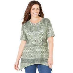 Catherines Women's Plus Size Sparkle & Swirl Tunic - 1 of 4