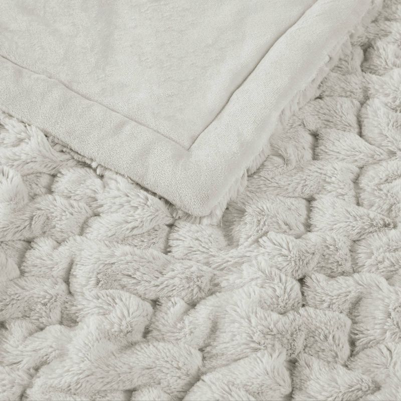 50"x60" Ruched Faux Fur Throw Blanket - Madison Park, 5 of 12