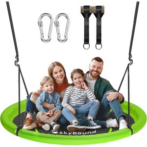 43" Tree Swing 600LB Weight Capacity - Outdoor Waterproof Flying Saucer Swing with Hanging carabiners - 1 of 4