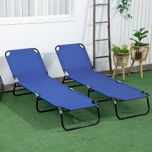TIRAMISUBEST 2-Pack Folding Chaise Lounge Chairs with 5-Position Recliner, Steel Frame Outdoor Sunbathing Chairs for Pool, Beach, Patio (Blue) - 1 of 4