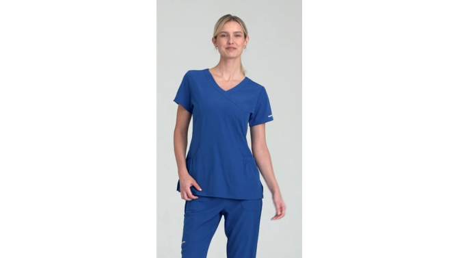 Skechers By Barco - Vitality Women's Charge 3-Pocket Crossover Scrub Top, 2 of 7, play video