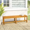 vidaXL Solid Acacia Wood Patio Bench – Sturdy Outdoor Seating for Garden, Yard, and Indoor Use – 59.1" x 13.8" x 17.7" Size – Brown Finish - 2 of 4