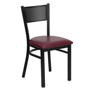 Flash Furniture Black Grid Back Metal Restaurant Chair - 1 of 4