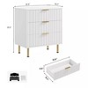 3-Drawer Fluted Wooden Dresser – Modern Nightstand & Storage Chest for Bedroom, Living Room, Kids Room - 3 of 4