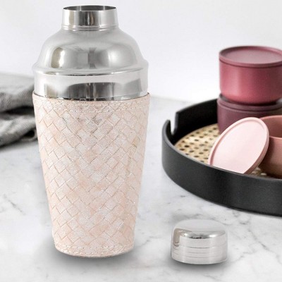 Silver Hammered Stainless Steel Cocktail Shaker with Strainer