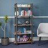 5-Shelf Vintage Industrial Rustic Bookshelf, 5 Tier Wood and Metal Bookcase, Open Etagere Book Shelf, Farmhouse Wooden Bookshelves, Vintage Brown - 3 of 4
