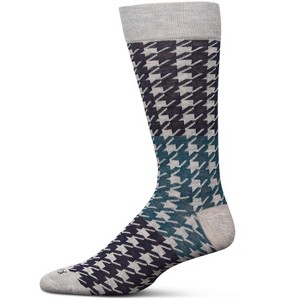 Memoi Men's Houndstooth Bamboo Dress Crew Socks - 1 of 3