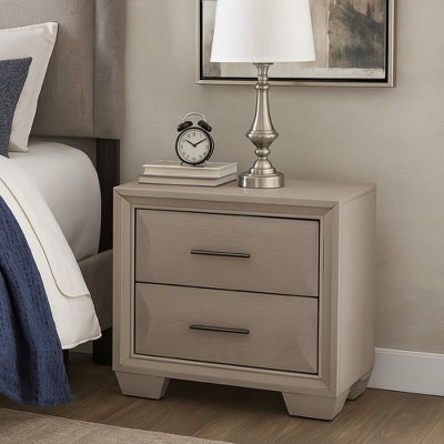 Royal Hampton Nightstand, 2 Drawers, White Solid Wood, Metal Handles, 27 Inch