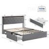 Full Size Bed Frame with 4 Storage Drawers and Charging Station, Grey Upholstered Bed Frame with Storage Headboard - 2 of 4