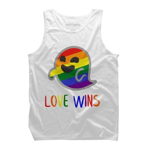 Adult Design By Humans Happy Ghost Love Wins Pride By Tank Top - 1 of 2