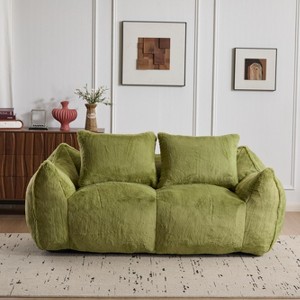 CAVINAS Faux Fur Sofa Bed with Pillows,Upholstered Loveseat Sofa for Living Room,Bedroom - 1 of 4