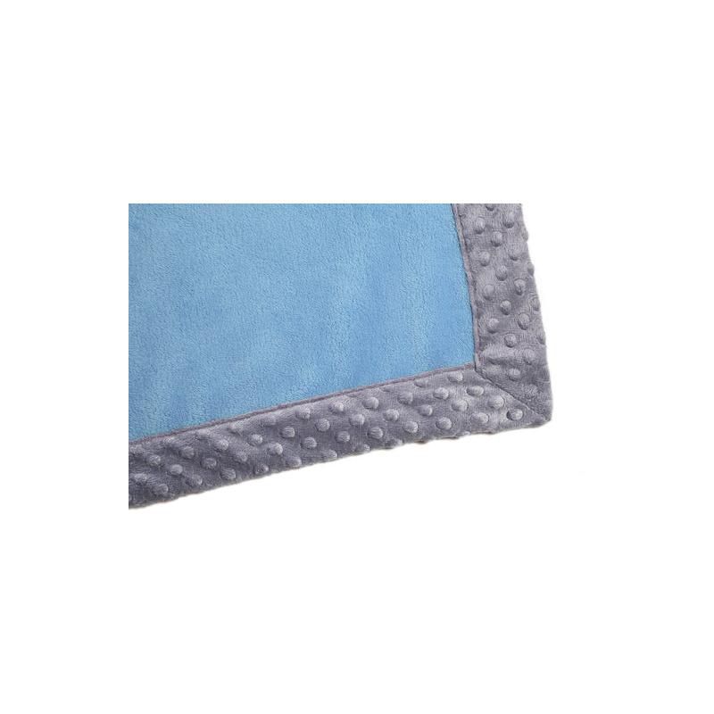 Bacati - Solid Baby Blue with Solid Border Blanket (Baby Blue/Grey Border), 4 of 5