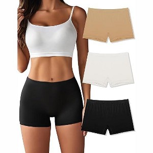 Ekouaer Boyshort Panties Women's Soft Underwear Briefs Invisible Hipster 3 Pack Seamless Boxer Brief Panties - 1 of 1
