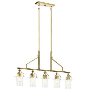 Everett™ 42 Inch 5 Light Linear Chandelier with Clear Glass in Polished Nickel - 1 of 1