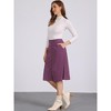 Allegra K Women's High Waist Solid Button Front A-Line Belted Corduroy Midi Skirt - 3 of 4