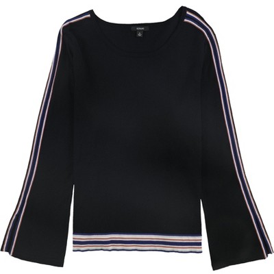 Alfani Womens Striped Bell Sleeve Pullover Sweater