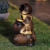 LuxenHome Brown Urns Resin Outdoor Fountain with Lights - 2 of 4