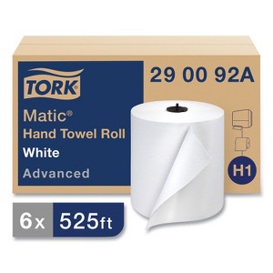 Tork Advanced Matic Hand Towel Roll, 2-Ply, 7.7" x 525 ft, White, 643/Roll, 6 Rolls/Carton - 1 of 4