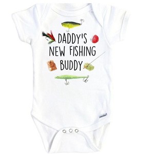 Fishing Buddy Icons Onesie® Baby Boy Girl Clothes Infant Bodysuit Funny Cute Newborn GS1 - 1 of 3