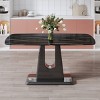 4-6 Seater Imitation Marble Kitchen Table,Table With Glass Tabletop And U Shaped MDF Legs,Rectangular Large Dining Table-Cuddlewood - 3 of 4