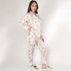 Anna-Kaci Lounge Women's Satin Floral Pajama Set with Long Sleeve Notched Collar Button-Up Top and Relaxed Fit Full-Length Pants - 3 of 4