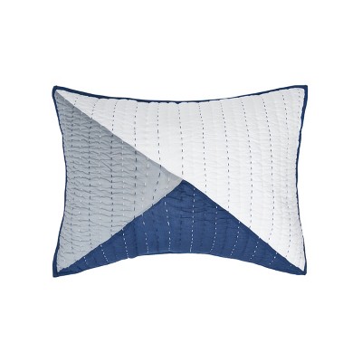 Indigo and White Cotton Quilted Standard Sham