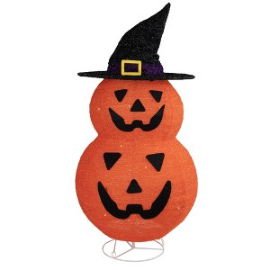 Northlight 34" Jack-O-Lanterns in Witch's Hat Outdoor Halloween Decoration - 1 of 3