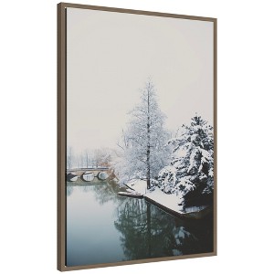 Kate & Laurel All Things Decor Sylvie Framed Canvas Winter Magic on the River Cam in Cambridge by Laura Evans - 1 of 4