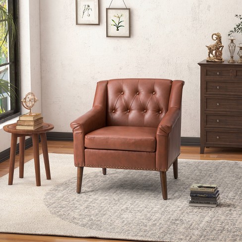 Nycteus Vegan Leather Armchair | Artful Living Design-brown : Target