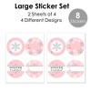 Big Dot of Happiness Pink Winter Wonderland - Round Holiday Snowflake Birthday Party and Baby Shower To and From Gift Tags - Large Stickers - Set of 8 - 3 of 4