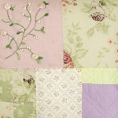 16" Pastel Floral Patchwork Quilted Throw Pillow