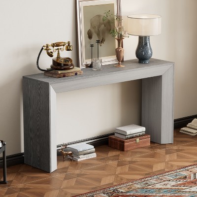 NicBex Minimalist Elegant Console Table with Fireplace Design,Wood Grain Entryway Table for Living Room,Hallway